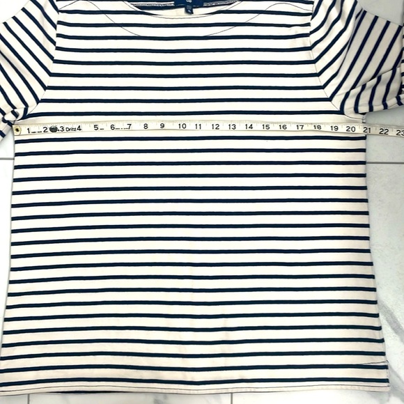 Gap Navy/White Striped Top Boatneck Buttons on Shoulder 3/4 Sleeves Cotton Sz XL - Picture 9 of 14